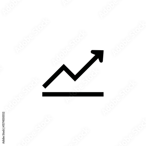 Arrow growing trend line graph icon in minimalist style  