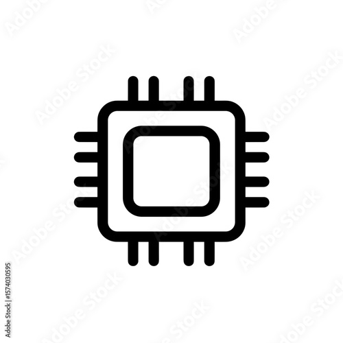 Microchip illustration in minimalist black and white design  