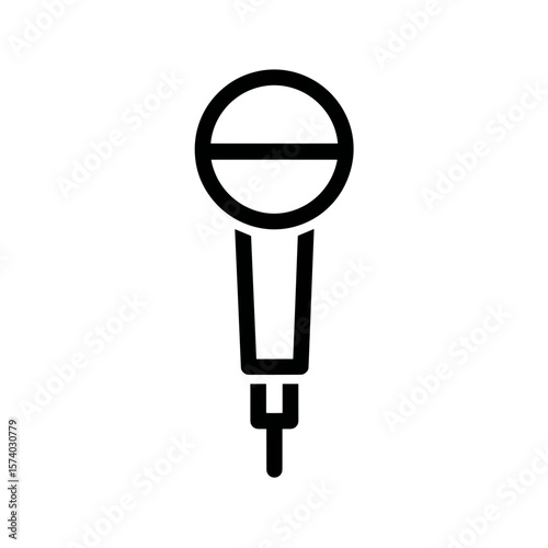 Microphone illustration in minimalist black line style  