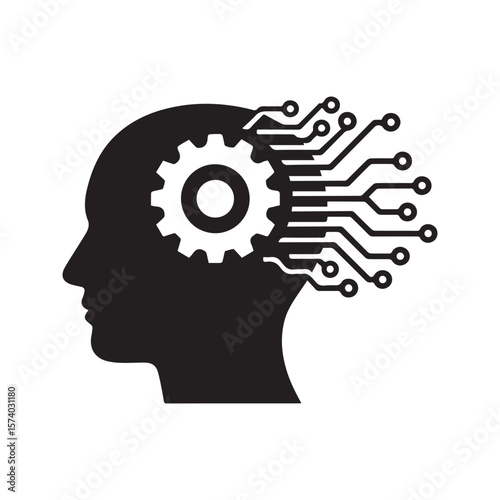 Wallpaper Mural Artificial Intelligence Brain Circuit Icon Technology Head Silhouette Torontodigital.ca