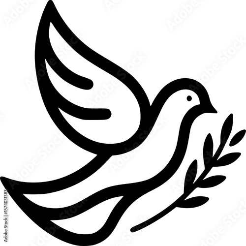 Dove of Peace: Depiction of a graceful dove with a olive branch, symbolizing peace, hope, and serenity, creating a serene and symbolic representation.
