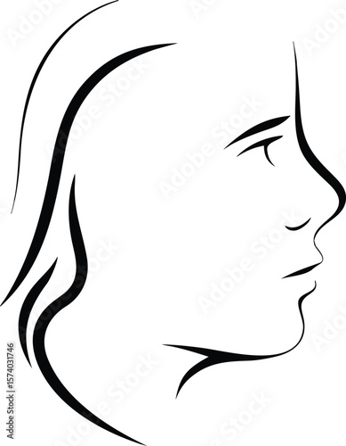 Stylized Profile Of A Young Person With Flowing Hair face human