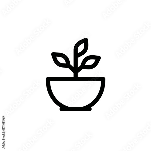 Simple outline of a potted plant in minimalistic style  