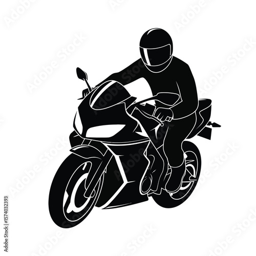 Silhouette of Rider on Sport Motorcycle motorbike sportbike