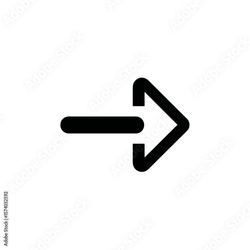 Black right arrow icon with line design on white background  