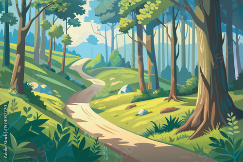 a-scenic-forest-hill-path-in-summer--illustrated-i.eps