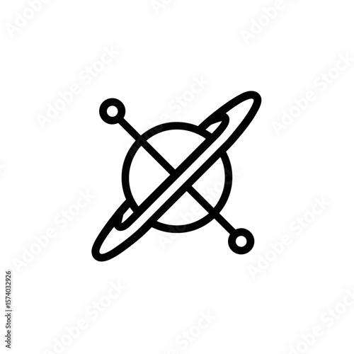 Abstract planet with rings and orbiting moons in minimalist style  