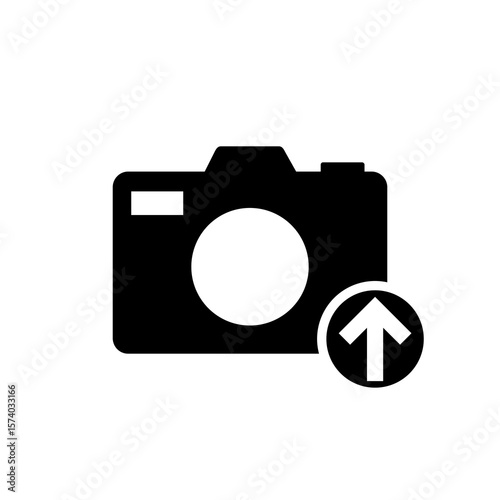 Camera, photo upload icon isolated on white background
