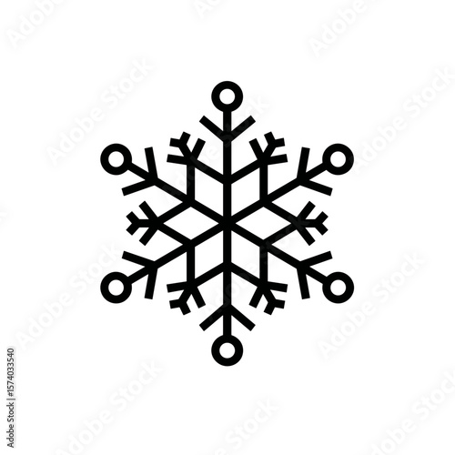 Simple black snowflake icon in minimalist design  