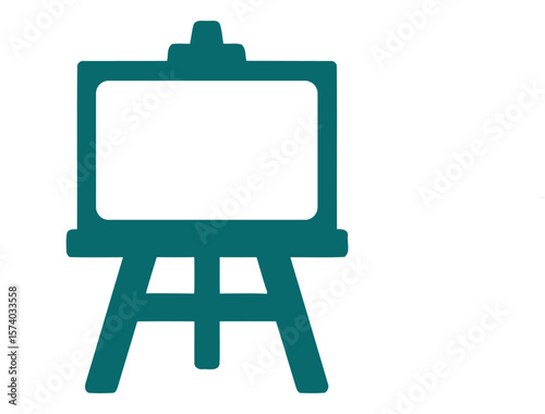 Teal Easel Illustration on White Background drawing