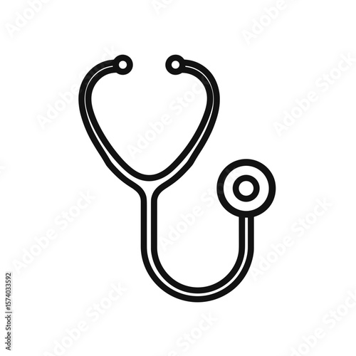 Stethoscope in minimalist design with black outline on white background  