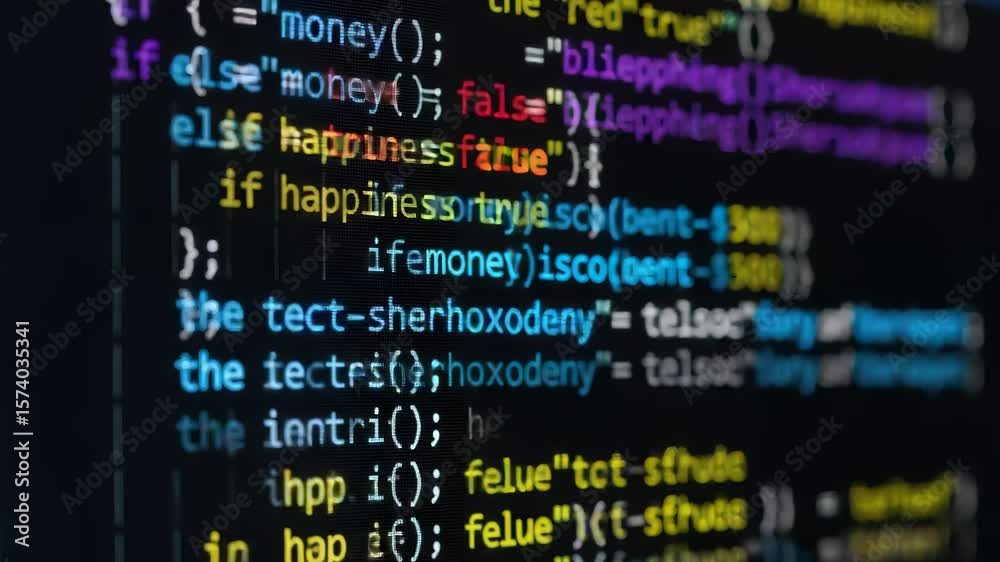 Close-Up of Colorful Code on Computer Screen with Focused Syntax in a Digital Workspace