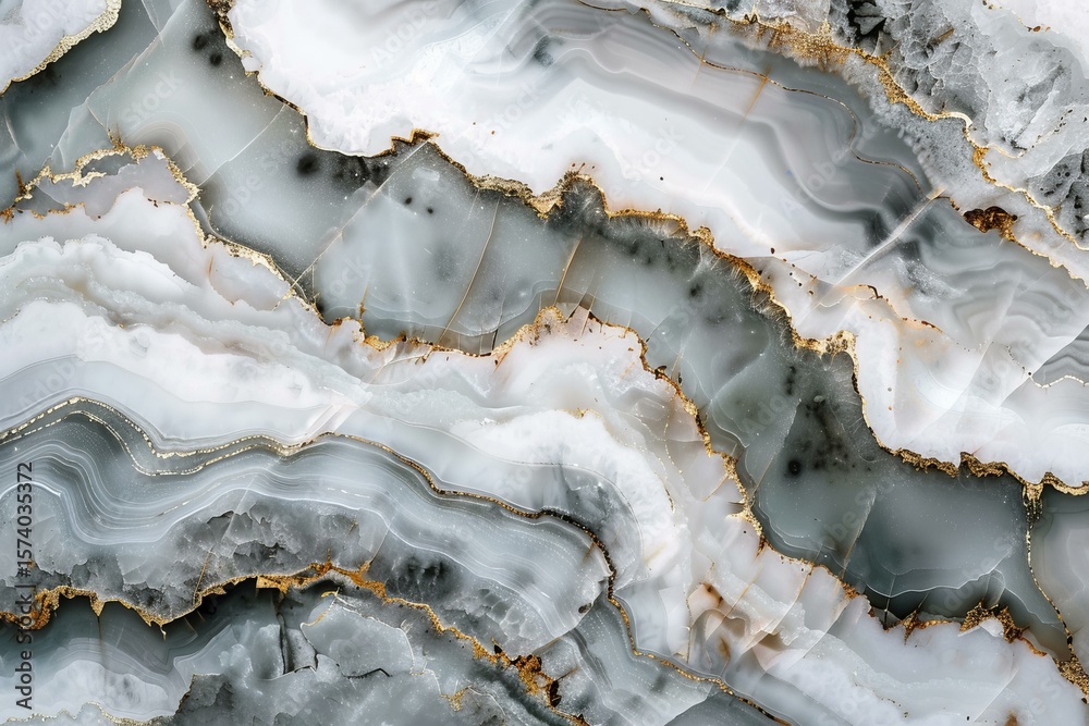 Fototapeta premium Marble texture featuring white and gold veins creating a luxurious and elegant design