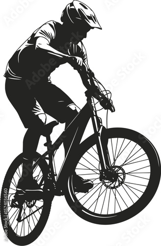 MTB Downhill Jump Athlete Silhouette - Dynamic Rider Vector