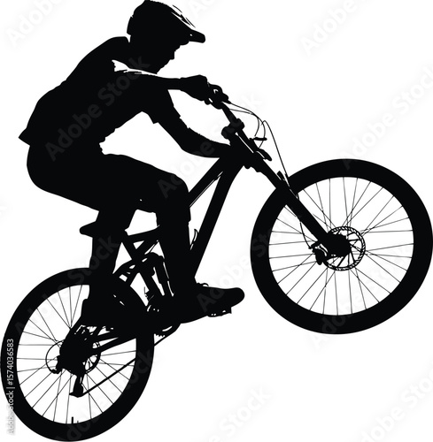 MTB Downhill Jump Athlete Silhouette - Dynamic Rider Vector