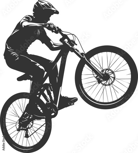 MTB Downhill Jump Athlete Silhouette - Dynamic Rider Vector
