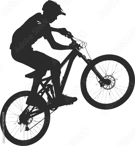 MTB Downhill Jump Athlete Silhouette - Dynamic Rider Vector