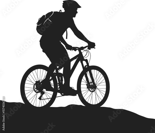 Mountain Biker Silhouette - Adventure Cycling & Outdoor Rider Figure