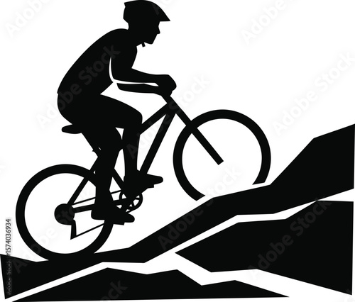 Mountain Biking Icon Vector - Outdoor MTB Cycling Symbol