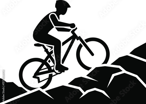 Mountain Biking Icon Vector - Outdoor MTB Cycling Symbol