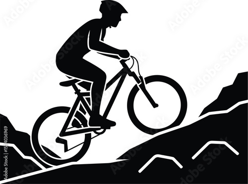Mountain Biking Icon Vector - Outdoor MTB Cycling Symbol
