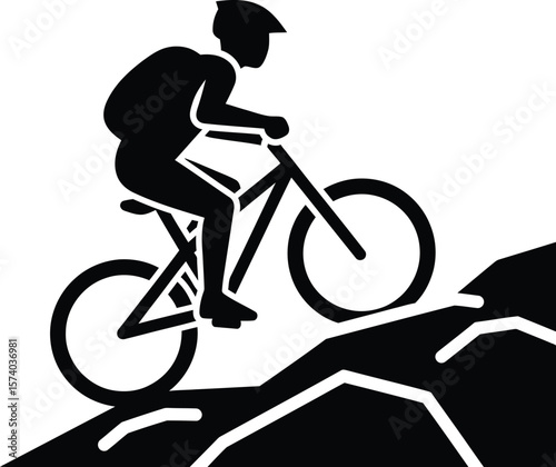 Mountain Biking Icon Vector - Outdoor MTB Cycling Symbol