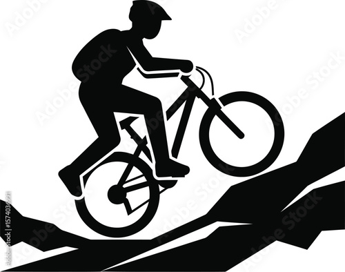 Mountain Biking Icon Vector - Outdoor MTB Cycling Symbol
