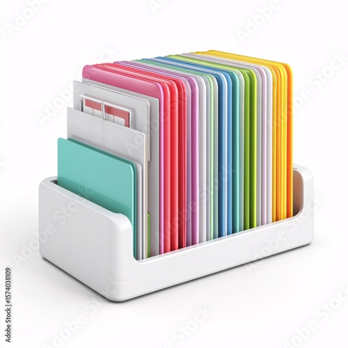 Organize your life with colorful index cards in a stylish white holder for easy access and efficiency