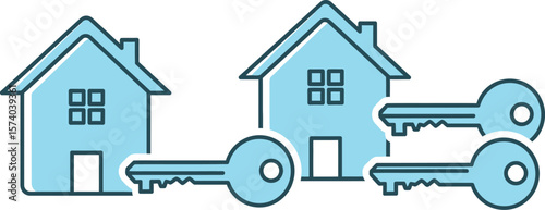 Illustration of two houses with keys representing real estate and home ownership