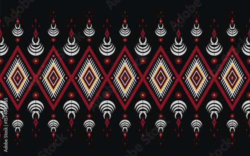 traditional tribal batik pattern ethnic ornament art wallpaper black background background suitable for your textile print