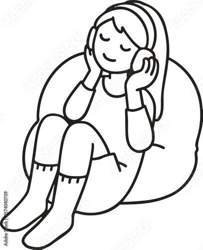 A girl listening to music