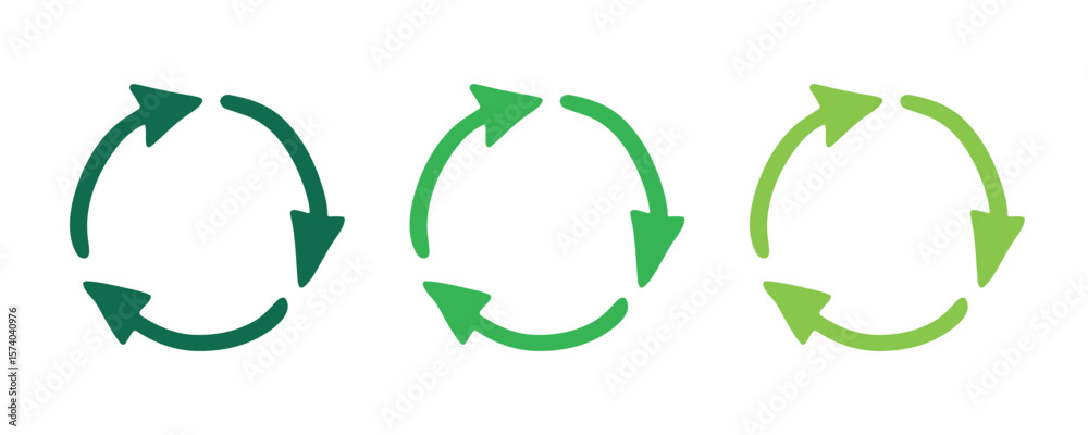 Fototapeta premium Hand drawn recycle arrow icon Recycling resources symbol Reuse of materials, zero waste, green environment, saving the planet
