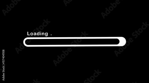 Loading bar animation with transparent background. Loading icon white color