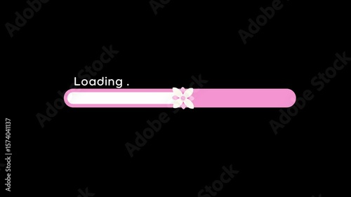 Loading  bar animation with transparent background. Loading icon with flower pink color