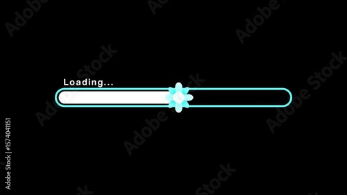 Loading  bar animation with transparent background. Loading icon with flower blue color