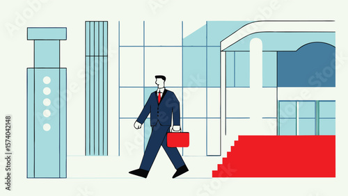 Businessman Standing in Modern Atrium – Contemporary Office Architecture and Corporate Professional Concept (AI Generated)