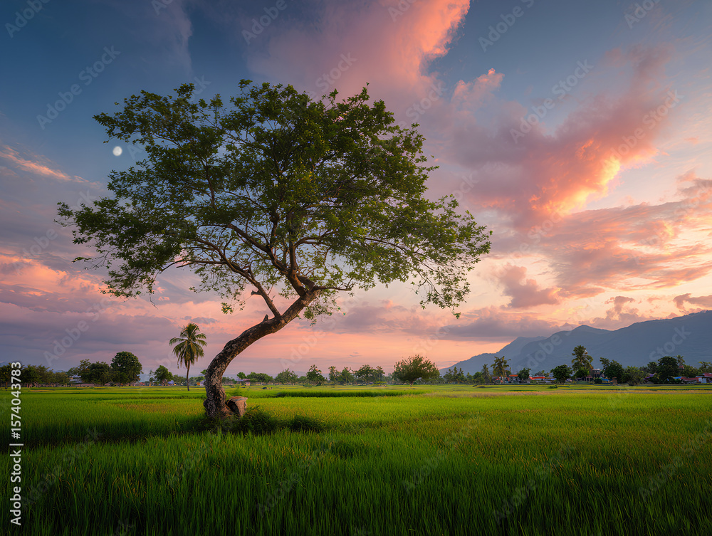 Fototapeta premium sunset over the field