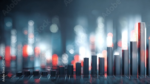 Abstract Cityscape: Night Lights, Urban Skyline, Blurred Background, Modern Architecture