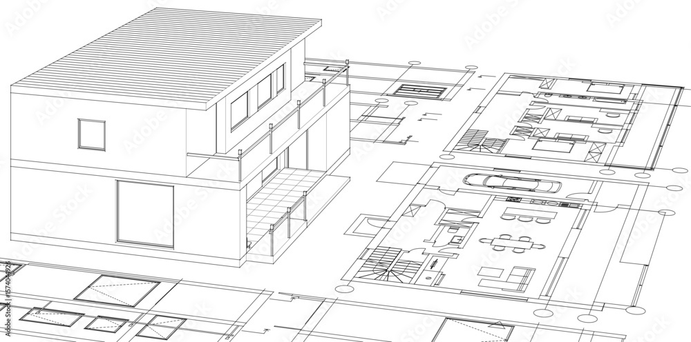 Fototapeta premium architecture modern house 3d illustration