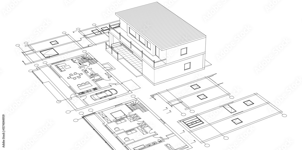Fototapeta premium architecture modern house 3d illustration