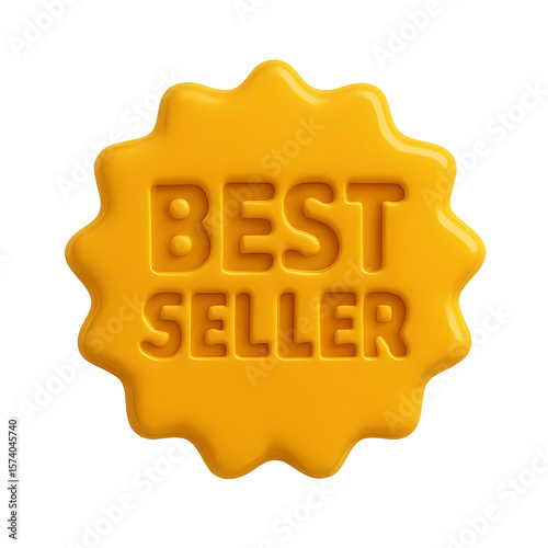 3D orange best seller badge icon. Great for highlighting popular products, top-rated items, or most purchased goods on ecommerce platforms