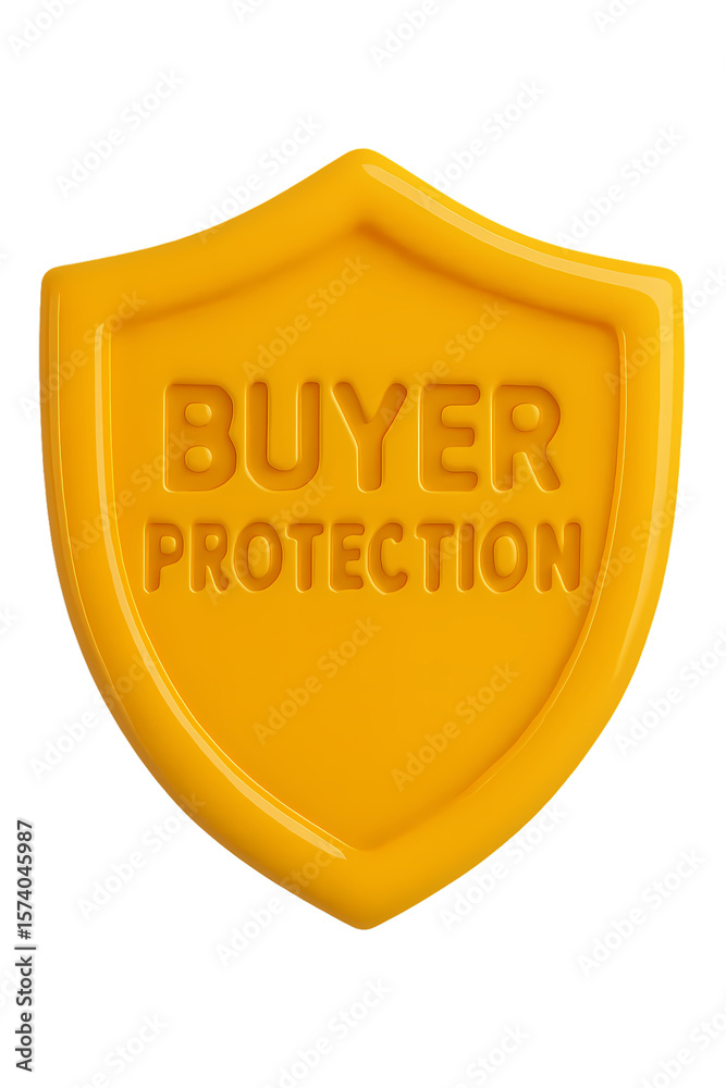 Obraz premium 3D render of a glossy orange shield with 