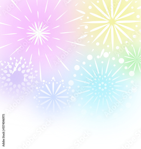 虹色花火のはがき　カラフルな縦型ポストカード