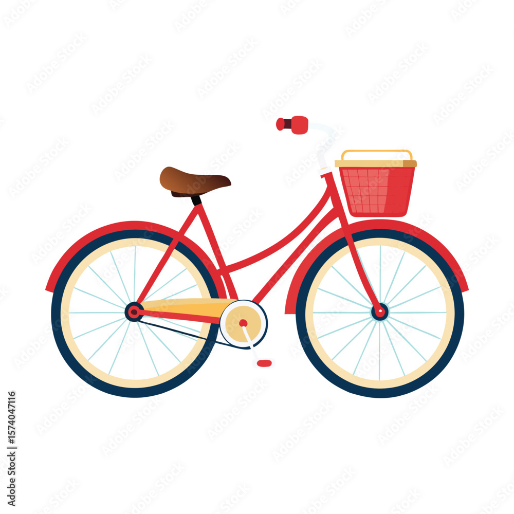 Fototapeta premium Isolated red vintage bicycle on a white background, perfect for sport and travel illustrations