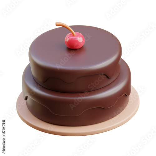 Foto Brown Chocolate Cake 3D icon Illustration
