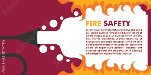 fire safety banner template vector illustration cartoon flat design natural fires and disasters