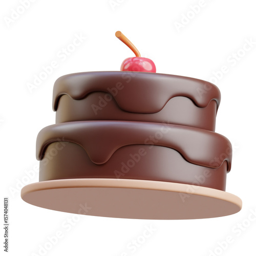 Принти на полотні Brown Chocolate Cake 3D icon Illustration