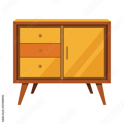 A vintage brown wooden cabinet with drawers, perfect for antique home interior design storage