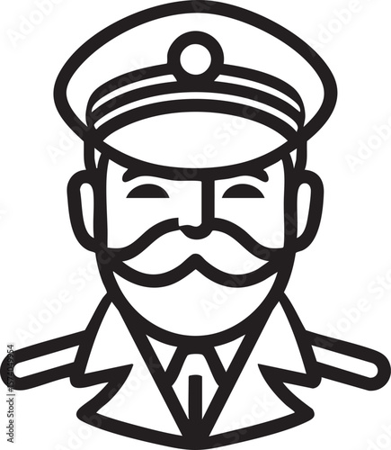 Vintage captain character design for creative projects and branding