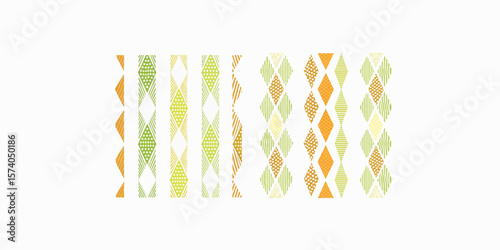 Print   Striped and border pattern isolated illustration set.